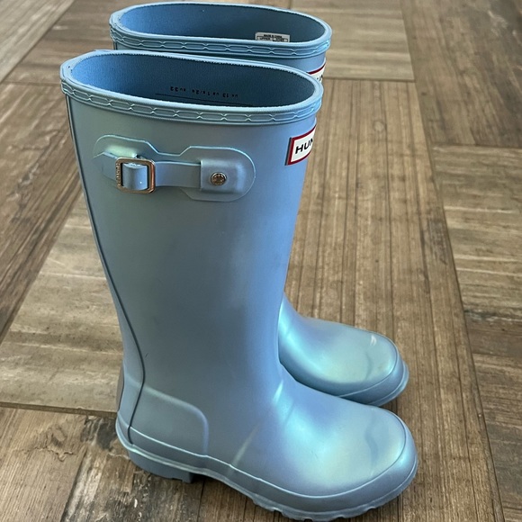 Hunter Kids Original Nebula Waterproof Rain Boot In Blue Thistle - Picture 4 of 11